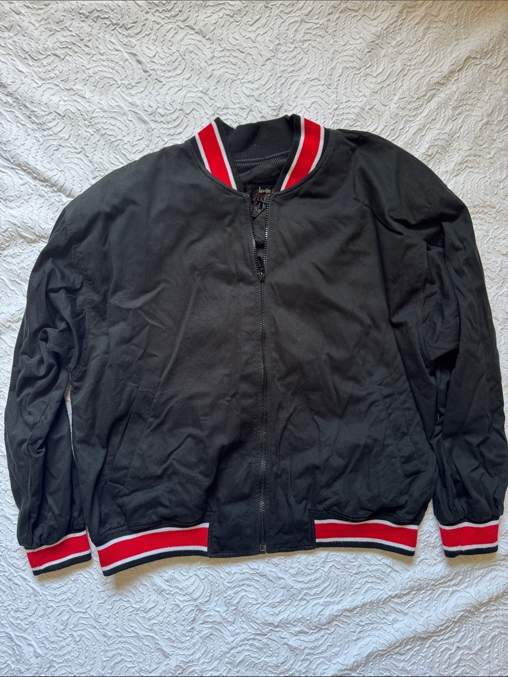 Woman's Black Bomber Jacket with Red Trim - Classic Casual Outerwear